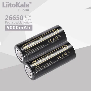 LiitoKala Lii-50A 26650 5000mAh Batería de 3,7 V de Li-ion Recargable de la Batería de Alta descarga LED Linterna Antorcha de Luz