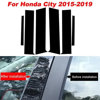 Pilar Puestos para Honda City 2015 2016 2017 2018 2019 la Ventana de la Puerta Cubierta de guarnición Kits de Pegatinas Auto Estilo Partes Exteriores