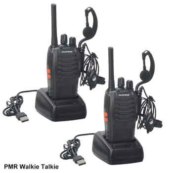 2Pcs/Pack Walkie Talkie Baofeng BF-88E PMR 16Channels 446.00625-446.19375 MHz sin Licencia de Radio con Cargador USB y Auricular