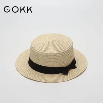 COKK Verano Sombrero de Mujer de Paja Sombrero de Sol de Mujer de la Playa de Viajes de Ala Ancha de las Señoras de los Sombreros Sombrero para el sol Viajes Ocasionales Gorros