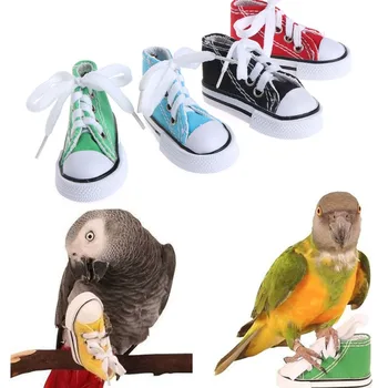 Loro Pájaro Juguetes De Aves Juguetes Mini Zapatos De Lona De La Mordedura De La Decoración De La Jaula Colgada Manualidad Divertida Parrot Accesorios Artículos Para Mascotas