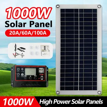 1000W Panel Solar de 12V de la Célula Solar 10A-60A Controlador de Panel Solar para el Teléfono RV de MP3 de Coche PAD Cargador al aire libre Suministro de Baterías