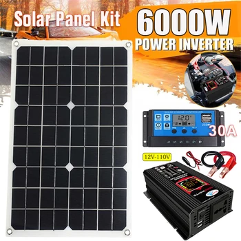 La Generación de Energía Solar Sistema de 6000W Inversor de Potencia con Smart Display LCD Dual USB 12V A 110v/220V con 30A Solar de la configuración del Controlador