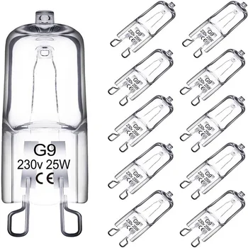 10PCS G9 220V 20W 25W 40W 60W Eco Bombillas Halógenas de la Cápsula de la Lámpara del LED Bombillas Inserta Perlas de Cristal de la Lámpara del Bulbo de Halógeno 2#