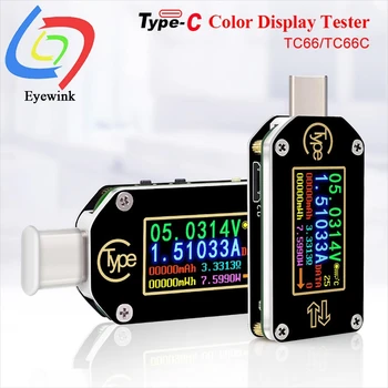 TC66/TC66C de Tipo C, PD trigger USB-C Voltímetro amperímetro tensión 2 forma de medición de corriente con el multímetro PD cargador de batería USB Tester