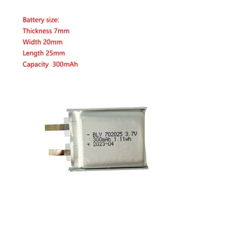 3.7 V 300mAh 702025 Batería de Polímero de litio de la Célula Para Reproductor de Audio,más Ligero