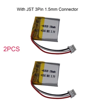 2pcs 3.7 V 150mAh Polímero Li Batería de Lipo 402020 Termistor 3 Cable JST 3 patillas de 1,5 m Conector Para Bluetooth Smart Watch Sat Nav MP3