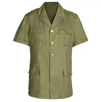 El chino de los años 80 de la Policía Militar de la Camisa de Verano Blusa Vintage de los Hombres Verdes Oficial de superficies de Trabajo