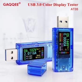 Gaqqee AT34 AT35 USB3.0 LCD a Color de Voltímetro Amperímetro de Corriente de Voltaje Medidor de Multímetro de Carga de la Batería fuente de Alimentación del Banco USB Tester