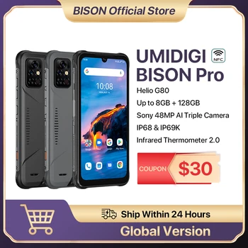 En Stock UMIDIGI BISONTE Pro Versión Global Smartphone NFC 128GB IP68/IP69K Helio G80 48MP Cámara 6.3