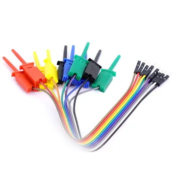 Cable cable de Prueba del Analizador lógico de las 10 de la Aguja de Gancho Clip de la Línea de 1Set Negro/azul/rojo/verde/amarillo de Alta Eficiencia de Plástico de Metal de 5 Colores