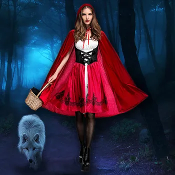 Ataullah caperucita Roja Adault Traje de Cosplay de Halloween Wicca Capa Para Mujer Fiesta de Carnaval de la Reina Vestido de DW003