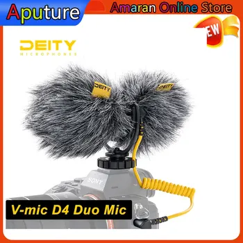 Aputure Deidad V-Mic D4 Duo Micrófono Portátil Mini Dual Cardioide TRS de 3,5 mm, Cámara de Vídeo de la Entrevista de Micrófono para Teléfono de la Cámara DSLR