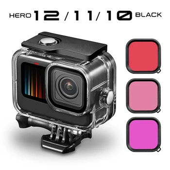 GoPro Hero 12 11 10 Negro Impermeable Caso de Vivienda de Protección de Buceo de Buceo de la Cubierta 60 m Para Go Pro 9 GoPro Accesorios