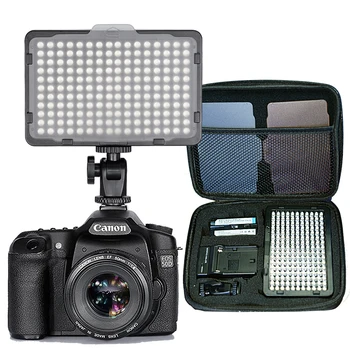 176 pcs LED de Luz para Cámara RÉFLEX digital Camcorder de Luz Continua, la Batería y el Cargador USB, estuche de Fotografía Foto Video Studio