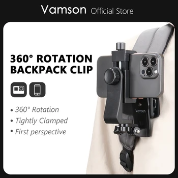 Vamson de 360 Grados Teléfono Móvil Clip de teléfono Móvil de la Mochila de Titular de Montaje para el iPhone Samsung Cinturón de Hombro para Smartphone Accesorios