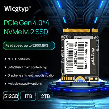 Wicgtyp de Vapor Cubierta SSD 2230 2 TB 1 TB 512 M2 2230 SSD PCIe NVMe Gen4 x4 Ssd Para Surface3 4 Pro, Lenovo, DELL ordenador Portátil de HP del Escritorio