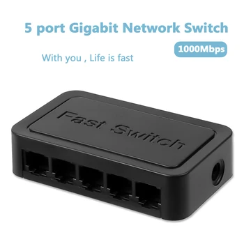 3.0 de 5 puertos Gigabit ethernet del Switch splitter switch gigabit 10/100/1000Mbps RJ45 Hub de LAN Adaptador de Internet Mini Interruptores de la Red