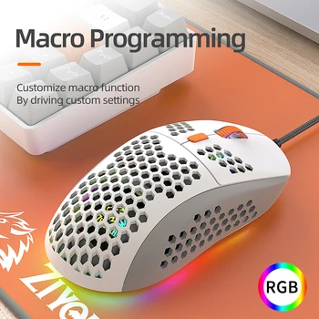 M8 Óptico, Ratón con Cable de Programación de Macros con Retroiluminación Gaming Mouse RGB de la Luz Ajustable con Retroiluminación Ratón Cómodo para la Oficina en Casa
