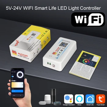 Tuya Wifi de Controlador de LED Smart Regulador de 5V 12V 24V LED de Luz de Tira del DIM CCT RGB LED Apoyo Alexa principal de Google APP de Control Remoto