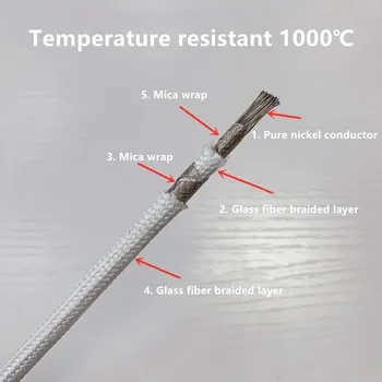 Totalmente de níquel de alta temperatura cable de mica trenzado cable ignífugo electromagnética de calefacción de 20 6AWG puro cobre niquelado de alambre