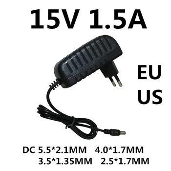 La conmutación de la fuente de alimentación de 15V 1.5 a de la CA 100-240V Convertidor Adaptador de 15V 1500MA fuente de Alimentación del Cargador de la UE NOS Enchufe Negro DC 5.5*2.5 MM