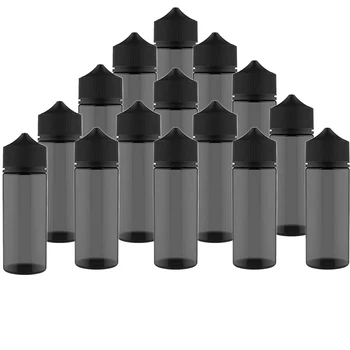 100Pcs 10-120ml Forma de Pluma de Plástico Negro de MASCOTAS Gotero Botellas de E-Líquido de Tinta Exprimible Contenedores Con Tapa a prueba de Niños Delgados Consejos
