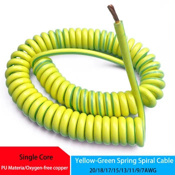 Espiral de la primavera Cable Amarillo-Verde Cable de Tierra de un Solo Núcleo 20/18/17/15/13/11/9/7AWG Retráctil de Cable de Alambre de Cobre Telescópica de Alambre