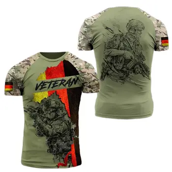 Alemania Soldado de Impresión de los Hombres Camisetas Deutschland Gráfico de la Bandera Nacional Camisetas al aire libre del Deporte Militar O-cuello de Manga Corta Tops