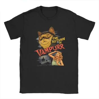 T-Shirt de Gato El Retorno De Vampurr Hombres Mujeres modal de la Camiseta de Manga Corta de Terror de Halloween Camiseta de Cuello Redondo de la camiseta de la Ropa