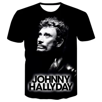 2022 Johnny Hallyday Impreso en 3D Camiseta de los Hombres de las Mujeres del Verano de la Moda de Estilo Casual T-shirt de Hip Hop Harajuku Streetwear de gran tamaño Tops
