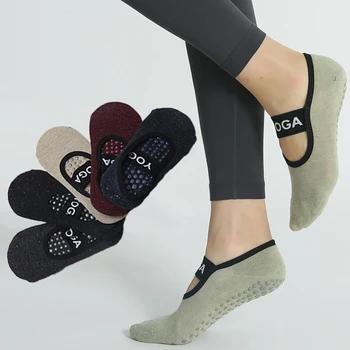 Yoga Calcetines de las Mujeres de Algodón de Punto de Silicona antideslizante de Agarre de Pilates No-Show Calcetines