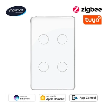 Yagusmart Tuya Zigbee Smart Switch Homekit Panel Táctil Interruptor de US AU Interruptor Alexa principal de Google Siri de Control de Pared Interruptor de la Luz
