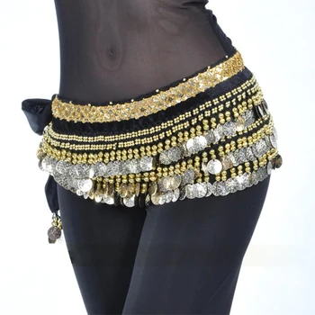 2022 danza del Vientre traje de ropa de danza india de la correa de bellydance de la cintura de la cadena de hip bufanda las mujeres de la muchacha de baile con 248 moneda de oro de 10 colores