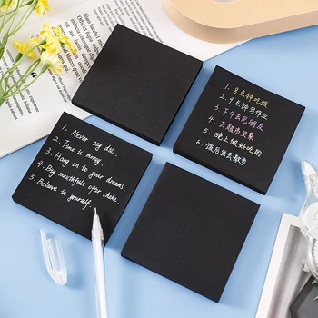 50Sheets Kawaii Negro Memo Pads Pegajoso Adhesivo Publicar Notas de la Oficina coreana de Papelería Suministros de la Escuela de Scrapbooking