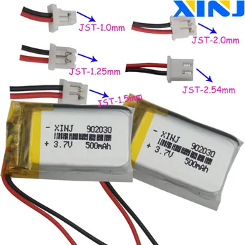 2pcs 3.7 V 500mAh 1.85 Wh Polímero Li Batería de Litio 902030 JST 2pin 1.0/1.25/1.5/2.0/2.54 mm Para GPS de la Cámara del Coche de Bluetooth del Altavoz