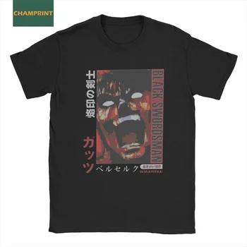Tripas Espadachín Negro T-Shirts Para Hombres Anime Divertido Pura Camiseta De Algodón O De Cuello De Manga Corta Camisetas Impresas Ropa
