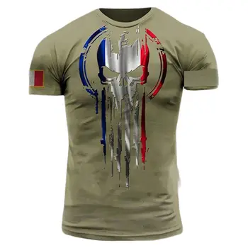 2023 Verano EJÉRCITO VETERANO de la Camiseta para los Hombres del Soldado francés Campo de la Impresión 3D de la Camisa de los Veteranos de Camuflaje Commando Suelto Tops Camisetas