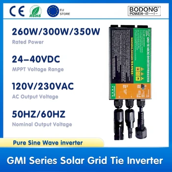 260W 300W 350W Inversor de Energía Solar de Onda Sinusoidal Pura 18V-50VDC a 110V-230VAC MPPT PV Grid Tie Microinversor