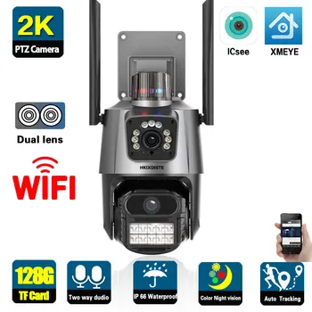 XMEYE 2K 6-MP Lente Doble de PTZ Cámara IP wi-fi de Doble Pantalla de IA Auto de Seguimiento al aire libre Inalámbrica del CCTV de la Vigilancia de la Seguridad de la Cámara ICsee