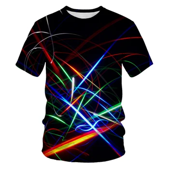 Moda de verano de las luces de Colores del Espectro de los Hombres T-shirt Nuevo Casual Impresión de la Diversión Tees Tendencia de la Personalidad de Ocio O-cuello de Manga Corta Tops