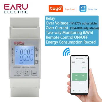 Tuya Wifi, Zigbee 110V 220V 80A Inteligente monofásico bidireccional Bidireccional Medidor de Energía Temporizador de Consumo de Energía del Monitor contador de KWh
