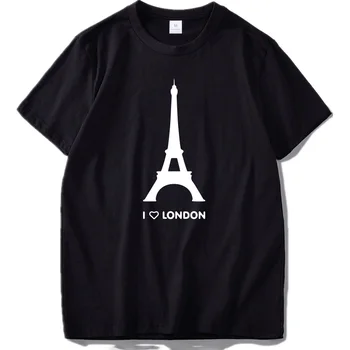 Me Encanta Londres camiseta Torre Eiffel Divertido Diseño de Moda de la Camiseta de los Hombres de Algodón Suave Hipster Camiseta NOSOTROS Tamaño