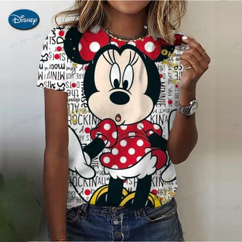 Disney Mickey Mouse De La Cabeza De Impresión De Las Mujeres Camiseta De La Moda De Corazón De Amor Camiseta De Harajuku Kawaii Parte Superior Camisetas Casual De Manga Corta Mujer Superior