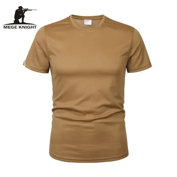 MEGE Marca de Ropa Militar Táctico de los Hombres de la Camiseta de Cuello Redondo Sólido Camisa de Manga Corta Transpirable de secado rápido Camisa Casual