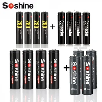 Soshine 3.2 V LiFePO4 4x14500 700mAh AA Y 4x10440 280mAh AAA Batería Recargable Con 4xAA y 4xAAA Conector