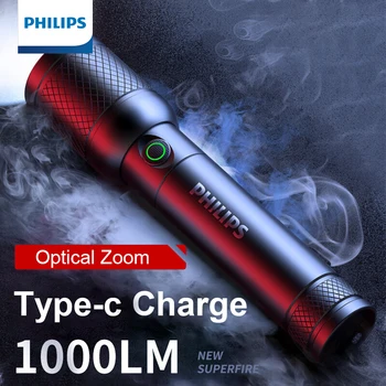 Philips SFL6168 Zoom Linterna con Carga USB 18650 de la Batería Portátil Linternas Recargables de la Lámpara para la Auto Defensa de Camping