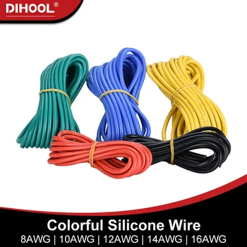 Súper Suave de Silicona Cable de 1M 5M Resistente al Calor Flexible de Cobre estañado Trenzado Cable 8 10 12 14 16 AWG Cables De la Batería de Ups