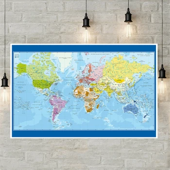 120*80cm Mapa Político del Mundo En Lengua francesa de la Pared Cartel de No-tejido de Vinilo Pintura en la Escuela de Suministros para la Decoración del Hogar