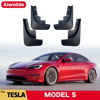 MudFlaps Para El Tesla Model S 2014-2023 2020 2021 Colgajos De Barro Protección Contra Salpicaduras Guardabarros Delantero Guardabarros Trasero Automático Styline De Los Accesorios Del Coche